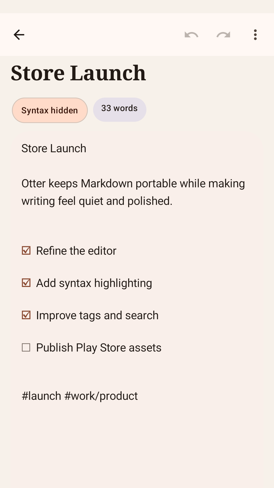 Hybrid Markdown screen in Otter